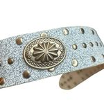 Y2K Western Style Powder Blue Studded Belt with Antique Silver Buckle & Concho Photo 6