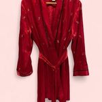Morgan Taylor Vintage 90’s-Y2K red silky velvet trim floral embroidered robe  Photo 1
