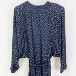 Nicole Miller Navy Blue Polka Dot Maxi Dress with Removeable Flower Photo 5