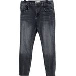 ZARA  Straight Leg Mid Rise Crop Raw Hem Distressed Stretch Jean 12 Black Washed Photo 9