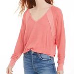 We The Free  Free Waffle People Oversized Womens Long Sleeve V-neck Thermal Top M Photo 0