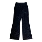 ZARA  Velvet Pants Flare Leg Black High Rise Pockets Cotton Black Medium NWT Photo 5