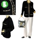 White House | Black Market  BLACK W/METALLIC SILVER STRANDS BEADED CARDIGAN (XL) Photo 1