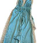 Noblesse Oblige Duck Egg Blue Long Open Leg Romper Halter Top Lace Silk Sz Small Photo 11