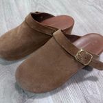 Anthropologie Suede Clog Shoes 36 Tan Brown Fall Autumn Photo 3