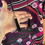 Vince Camuto  Purple Floral Tassel Tie Bell Sleeve Mini Shift Dress Size S 6 Photo 5