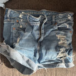 American Eagle Outfitters Women's Ripped Blue Jean Shorts Photo 0