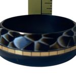 Vintage Lucite Bangle Bracelet Black Gold Mosaic Chunky Retro Statement Jewelry Photo 13