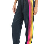 Aviator Nation  Sweatpants 5 STRIPE SWEATPANTS CHARCOAL NEON Photo 0