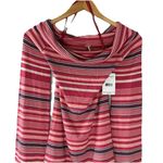 Free People NWT  Portland Striped Pink Off The Shoulder Top Sz Medium Flared Cuff Photo 7