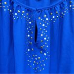 Chico's Chico’s Royal Blue Blouse with Silver & Brass Studs Around the Keyhole Neckline Photo 2