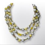 Summer Breeze 3 Strand Yellow & Spun gold in milk glass beads necklace Photo 1