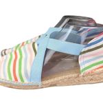 Toni Pons Etna Espadrille Wedge Sandal Striped Canvas Blue Elastic Size 41 US 10 Photo 1