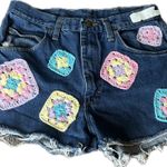 Crochet Jean Shorts Blue Size 31 Photo 0