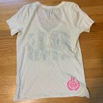 Juicy Couture “Be Kind” Buttoned Short Sleeve Shirt White Cream Women’s Large Photo 4