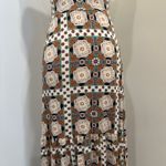 Voom by Joy Han Vintage 00s Tiered Maxi Skirt Strapless Dress Geometric Mod Boho Orange Size XS Photo 4