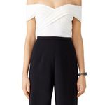 NWT Theia Black/Ivory Crisscross Off the Shoulder Color Block Jumpsuit Size 10 Black Photo 2