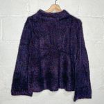Ann Taylor Women's Navy Burgundy Mock Boucle Flare Sleeve Cozy Sweater Small Photo 0