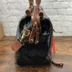 Samantha Brown Bag Women's Brown Black Faux Croc Weekender Overnight Tote Photo 2