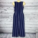 Maison Jules NWT Size 2 Blue & White Band Stripe One Piece Crop Pant Jumpsuit Photo 2