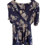 Free People  | Blue Hawaii Washed Blue Print Short Sleeve Mini Dress Size Large Photo 7