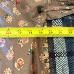 Lucky Brand  Printed Peasant Brown Pink Floral Top Blouse with Lace Trim SP Photo 5