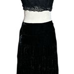 INC Crushed Black Velvet Sequin Maxi Skirt Size 2 | Y2K Boho Goth Holiday Party Photo 0