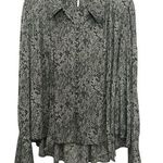 Free People  Modern Muse Snakeskin Blouse Size Medium Tie Detail Button Front Photo 0