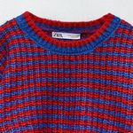 ZARA Striped Knit Cropped Crewneck Sweater Photo 5