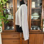 Akira Light Gray Cable Knit V-Neck Cropped Sweater Photo 2