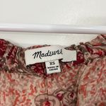 Madewell XS Red Floral Silk Paisley Crop Ruffle Peasant Top Photo 5