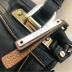 B. Makowsky Black Leather & Leopard Calf Hair Satchel Handbag Photo 2