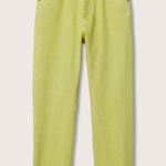 Mango NWT MNG Highwaist straight cropped jeans LIME GREEN Photo 5