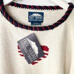 Rey Wear NWT Deadstock Handknit Bolivia Heart Patriotic USA Jumper Sweater XL Red Photo 6