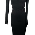 SKIMS Black Square neck Long Sleeve Rib Knit Maxi Bodycon Sweater Dress Size M Photo 0