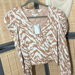Nine West Caramel & White Zebra Print Cropped Cardi Photo 0