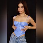 House Of CB NWT Melissa Cornflower Blue Vegan Leather Corset Top Size M Photo 6