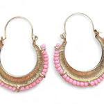 None Elegant Pink and Gold Hoop Earrings Photo 0
