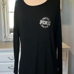 PINK - Victoria's Secret PINK Long Sleeve Black Knit Top Oversized Small Comfy Soft Shirt Photo 0