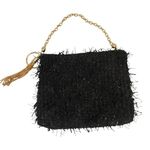 Badgley Mischka  Feather black with gold hardware evening handbag Photo 0