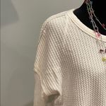 Women's White waffle pattern Textured Top loose fit front pocket small Photo 1