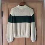 Pologram Green & Tan Striped Knit Puff Sleeve Sweater Women’s size Small​ Photo 4