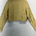 Lush Clothing Lush Crop Cable Knit‎ Chunky wool Blend Sweater M Cream Pale Yellow Color PREOWN Photo 1