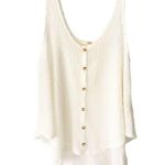 Viola White Knit Sleeveless Deep Scoop Neck Top Button Front Sz M Size M Photo 6