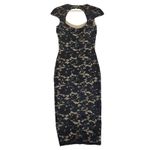 Marciano Black Lace Sheath Dress Cutout Back Nude Lined Cap Sleeve Small Formal Photo 1