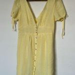 Forever 21 Forever‎ 21 Eyelet Button Front V-Neck Mini Dress Butter Yellow Medium Photo 0