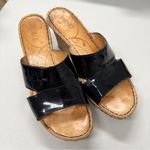 Born Black Patent Leather Platform Sandals Wedges Womens 9 Comfort Shoes Beach Photo 2
