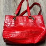 Liz Claiborne Red Crocodile-Embossed Purse/Tote Bag Photo 11