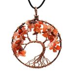 Boutique Natural stone crystal Carnelian necklace Handmade Copper Life Tree Pendant Photo 0