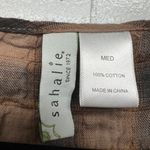 Sahalie Gingham Print Women's Ruffle Neck 3/4 Sleeve Cotton Top Size Medium Black Photo 1